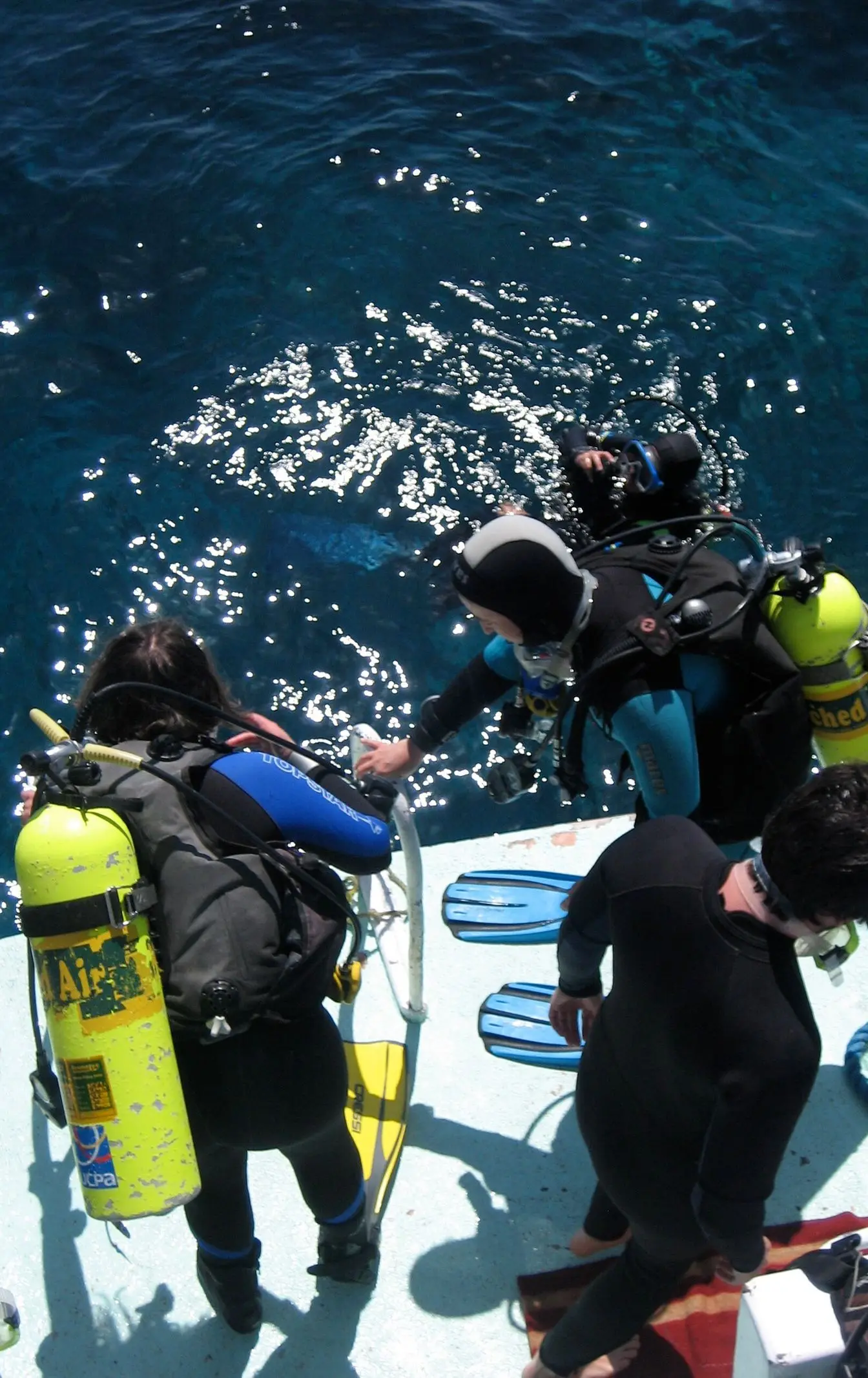 A scuba diver underwater off Hurghada in the Red Sea. Illustration only, not the wedding described.
