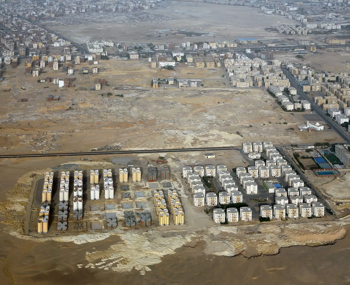 General street view of a residential area in Hurghada, Egypt, unrelated to the earthquake itself