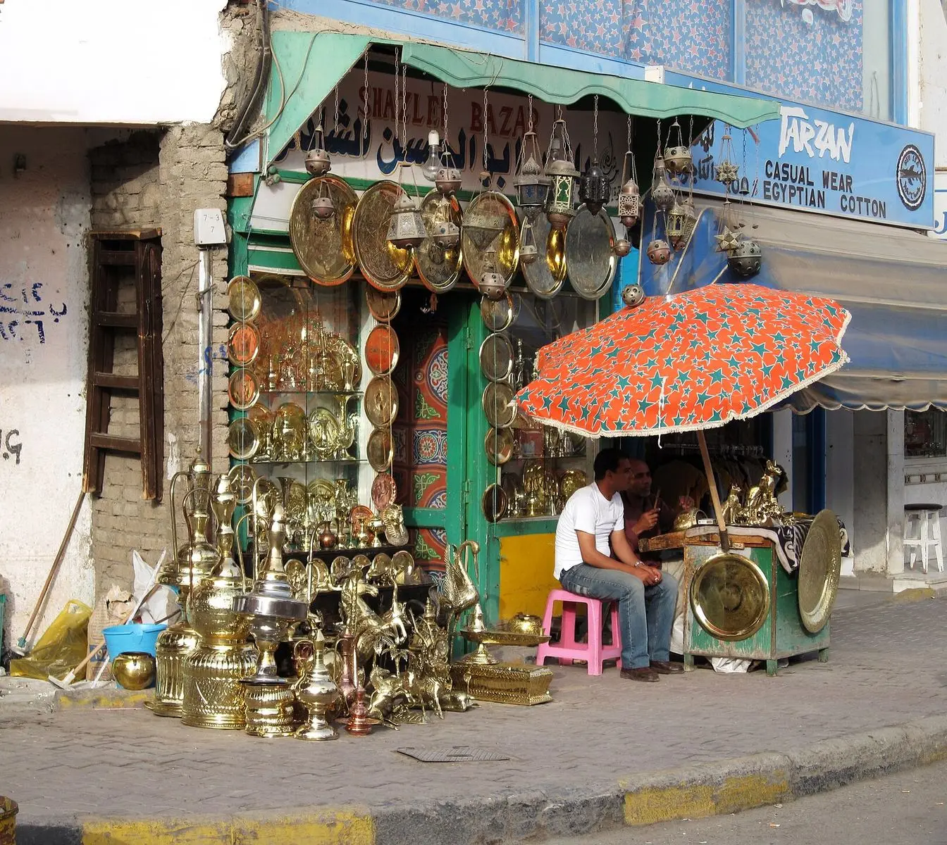 A street scene in Hurghada's old town. General view of the city; it does not show any of the premises closed.
