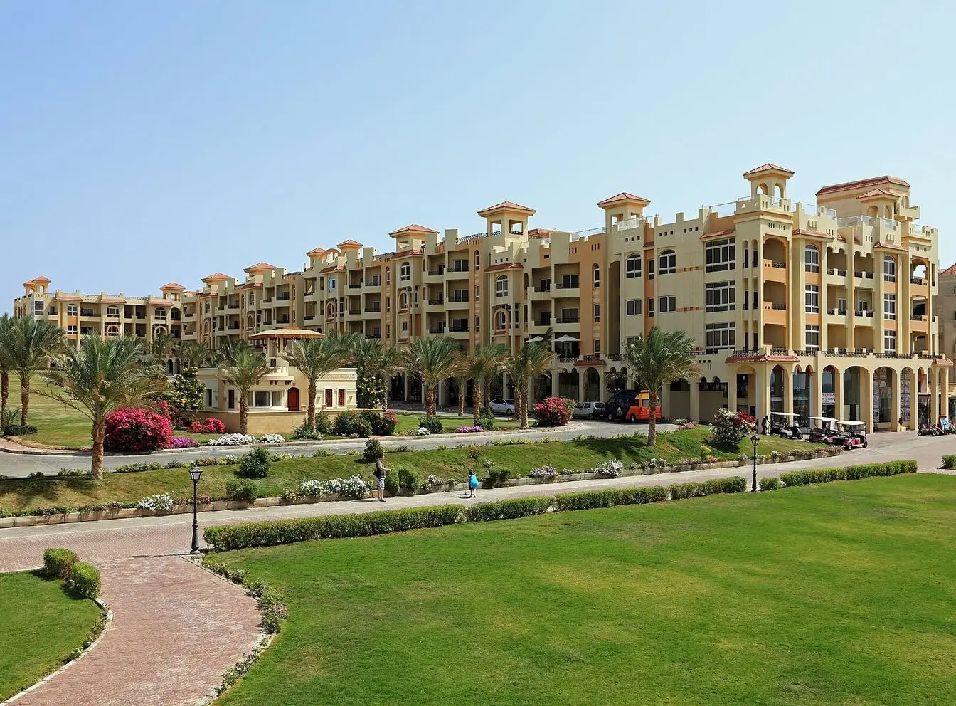 Hotel buildings and beach at Sahl Hasheesh, south of Hurghada