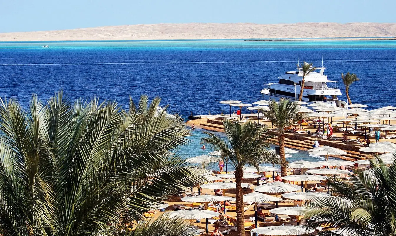 A hotel beach and small marina in Hurghada, Egypt (file photo, not tied to a specific hotel named in the story).