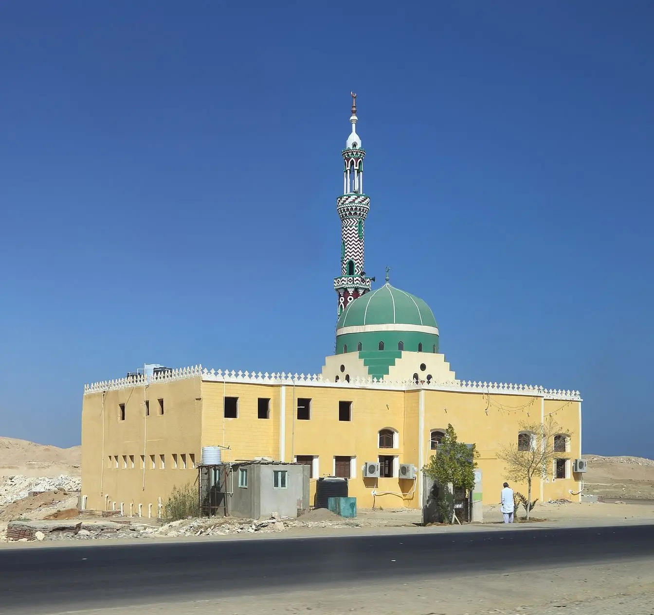 A mosque in El Quseir on Egypt's Red Sea coast, photographed in fair weather — a general view of the town, not of Friday's storm.