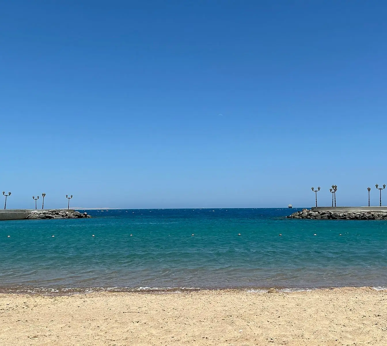A beach at a tourist resort village in Hurghada on the Red Sea