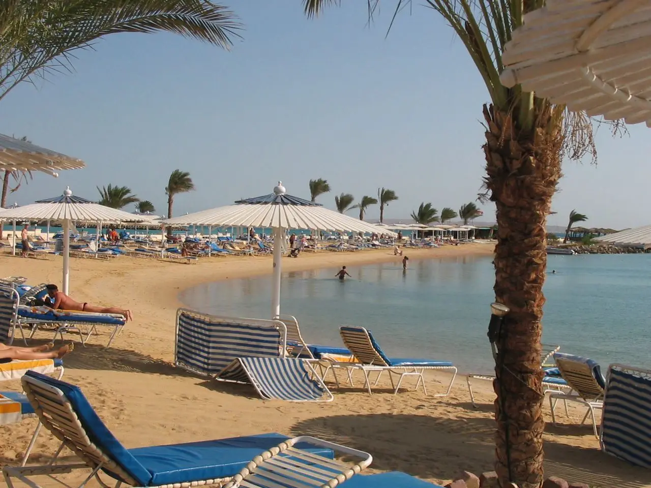 A resort beach on the Red Sea at Hurghada