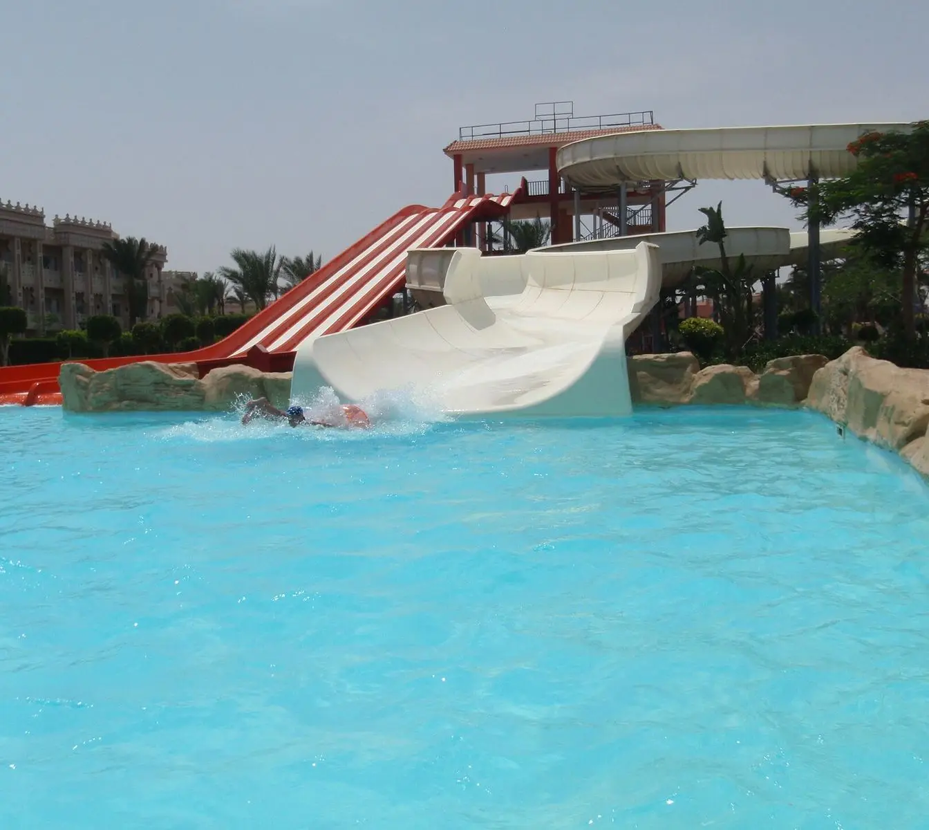Water slides at the aquapark of an existing hotel resort in Hurghada, pictured before the newly approved projects south of the city