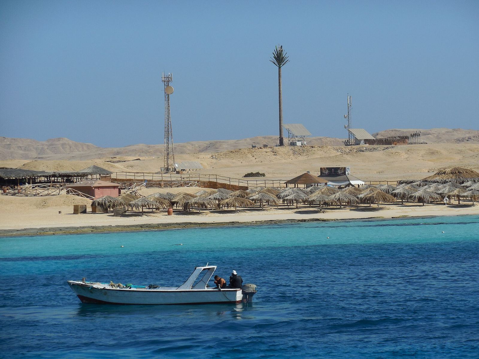 View of the Red Sea from a boat trip near Hurghada, Egypt, with clear blue water